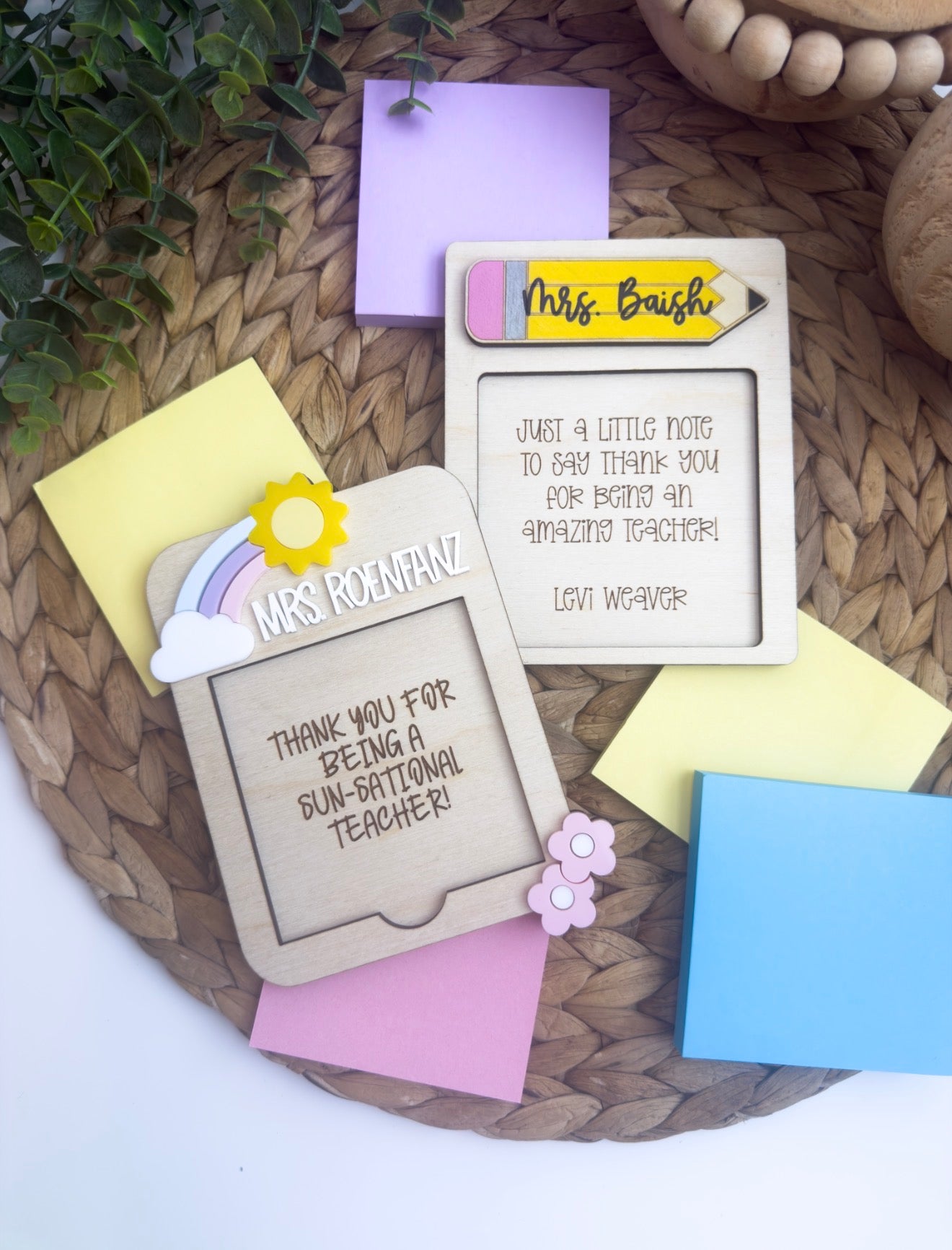 Personalized Teacher Sticky Note Holder