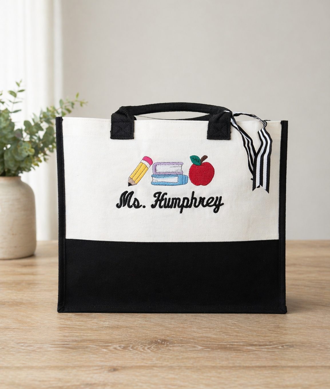Personalized Embroidered Teacher Tote Bag